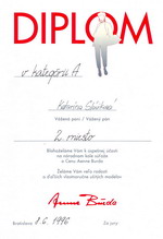 diplom - Cena Aenne Burda 1996 - Katarna Slvikov 2. miesto